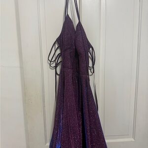 Sparkling Purple Halter Strappy Evening Dress